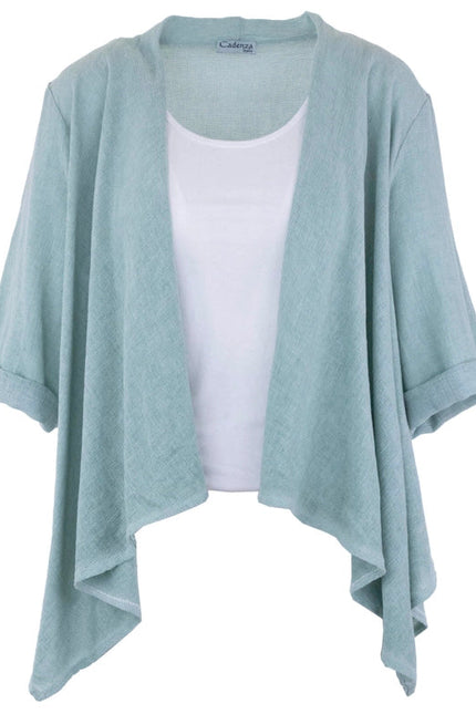 Linen And Cotton Blend Waterfall Front Cardi