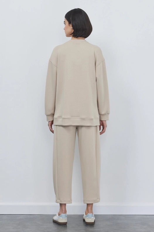 Liona Slit Sweat-Pants Set Stone-SET-Kadriye Baştürk-1-Urbanheer