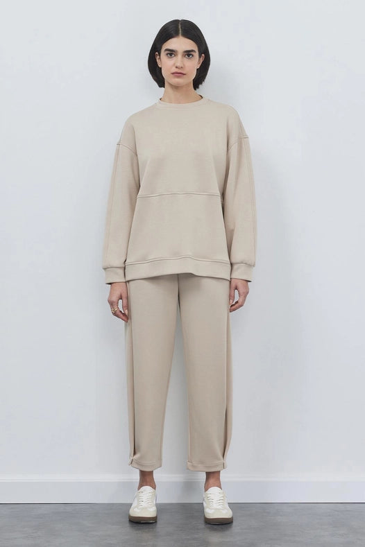 Liona Slit Sweat-Pants Set Stone-SET-Kadriye Baştürk-1-Urbanheer