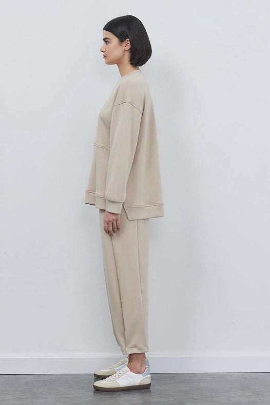 Liona Slit Sweat-Pants Set Stone-SET-Kadriye Baştürk-1-Urbanheer