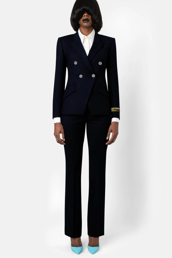 Liquid Resistant Fitted Double-Breasted Blazer - Black-Blazer-Landscape-0-Black-Urbanheer