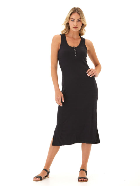 Lois Feather Rib Henley Tank Dress