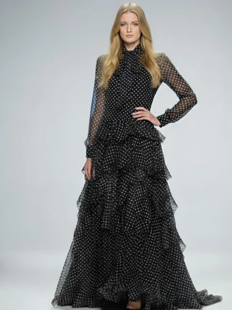 Long Black Polka Dot Evening Dress Lenox Hill: Prêt-À-Porter Line Bymanyc ® New York