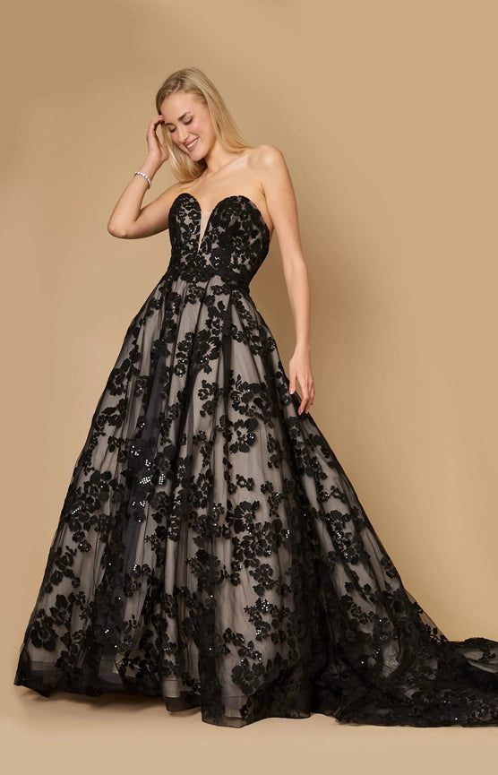 Long Black Tie Formal Couture Ball Gown-Dress-Dylan & Davids-0-Black-Urbanheer
