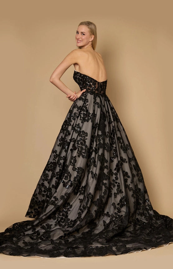 Long Black Tie Formal Couture Ball Gown-Dress-Dylan & Davids-0-Black-Urbanheer