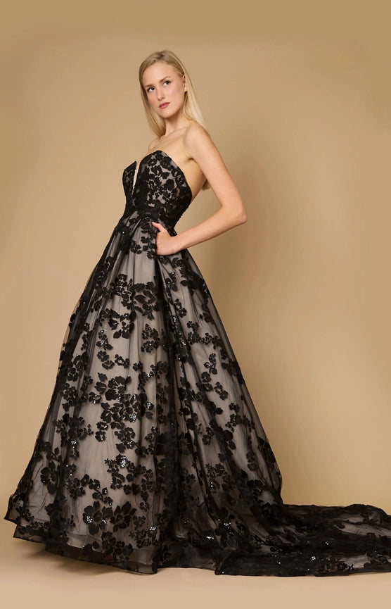 Long Black Tie Formal Couture Ball Gown-Dress-Dylan & Davids-0-Black-Urbanheer