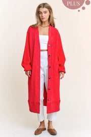 Long Body Heavy Quality Button Down Cardigan-Cardigan-J.NNA-1XL-Red-Urbanheer