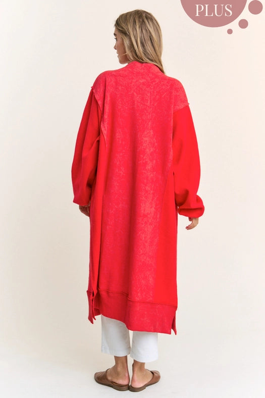 Long Body Heavy Quality Button Down Cardigan-Cardigan-J.NNA-1XL-Red-Urbanheer