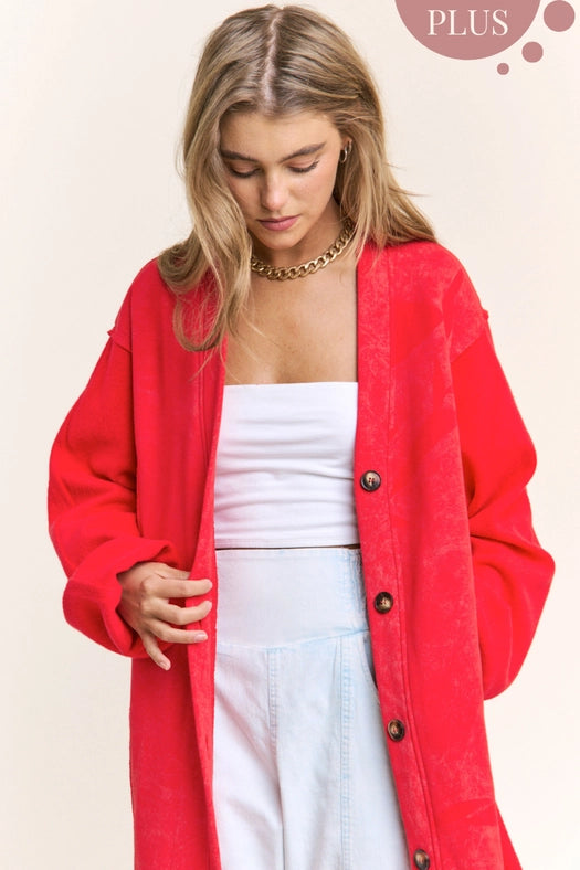 Long Body Heavy Quality Button Down Cardigan-Cardigan-J.NNA-1XL-Red-Urbanheer