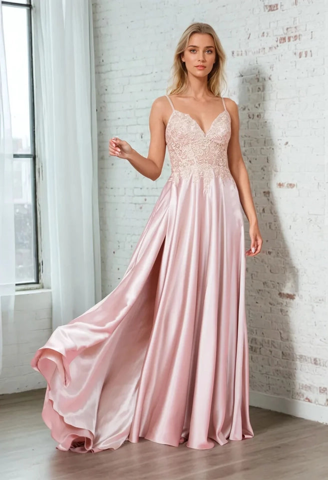 Long Chiffon Lace Illusion Formal Prom Dress-Dress-Dylan & Davids-4-Champagne-Urbanheer
