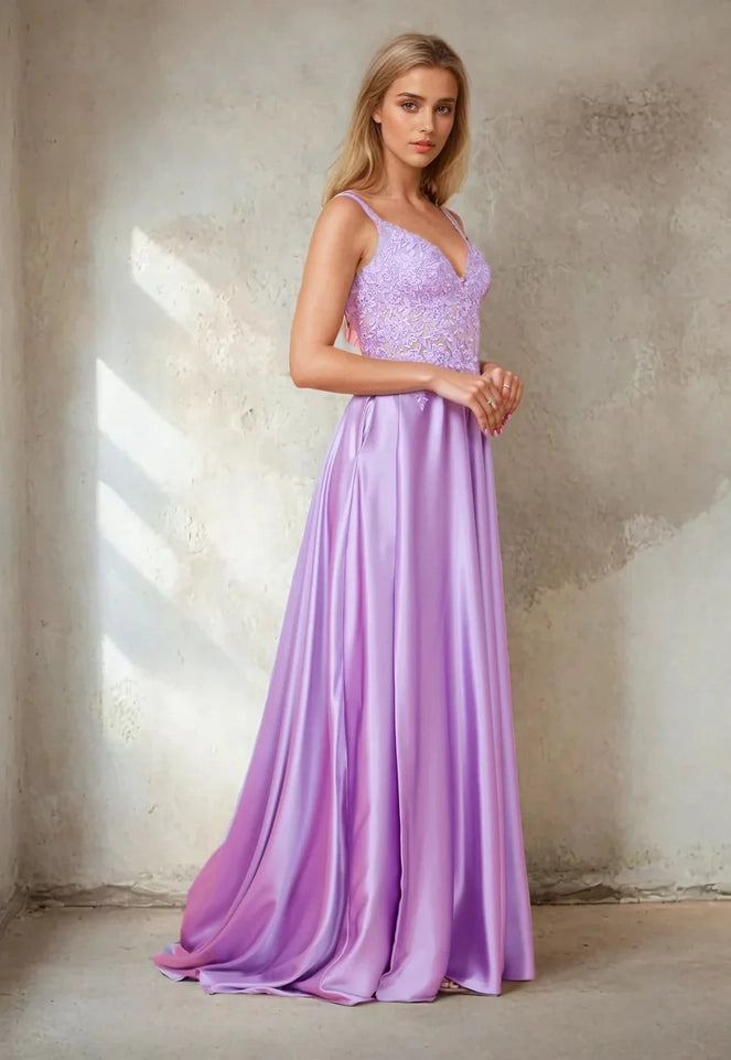 Long Chiffon Lace Illusion Formal Prom Dress-Dress-Dylan & Davids-4-Lilac-Urbanheer