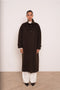 Long Coat with A Stand-Up Collar, Thick Wool Blend, Hand-Stitched