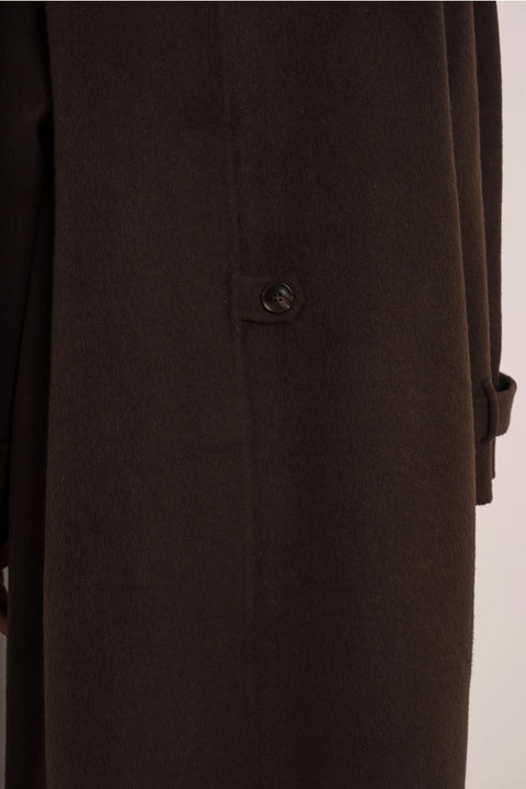 Long Coat with A Stand-Up Collar, Thick Wool Blend, Hand-Stitched