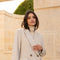 Long Coat with A Straight and Structured Cut with Shoulder Pads