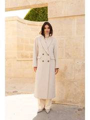Long Coat with A Straight and Structured Cut with Shoulder Pads