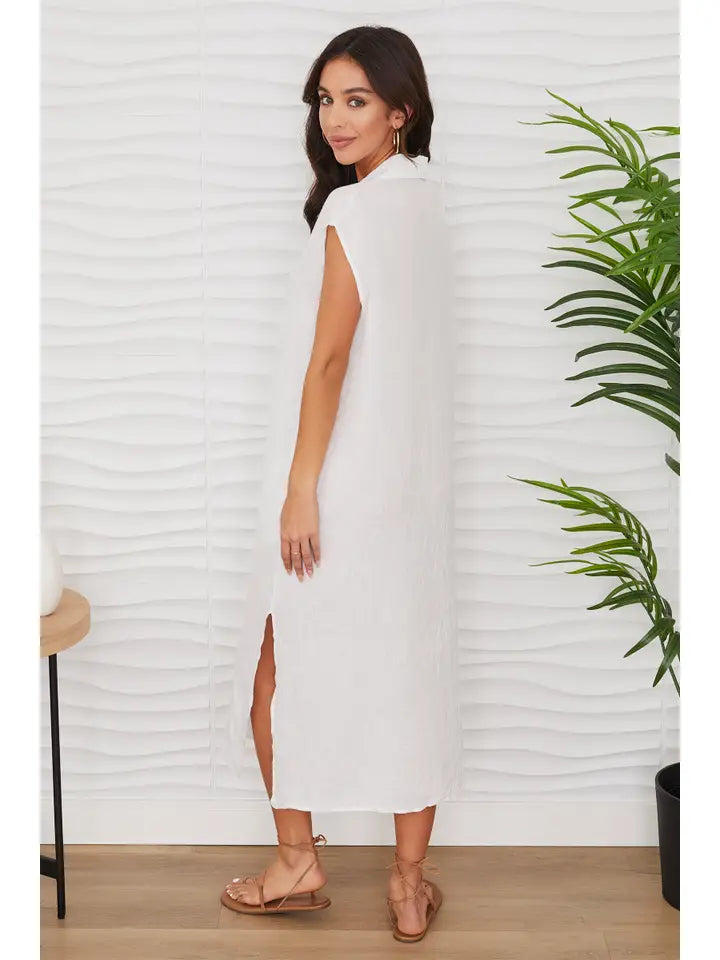 Long Crinkle Linen Sleeveless Dress White-Dress-MILIO MILANO-XS-White-Urbanheer