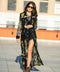 Long Denim Embroidered Duster Jacket