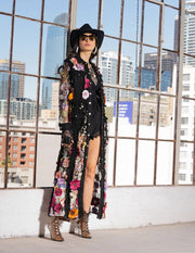 Long Denim Embroidered Duster Jacket-Jacket-Adore-S-Urbanheer