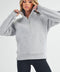 Long Dove Funnel Neck Half Zip Heather Gray-Pullover-AEMI + CO-S-Urbanheer