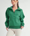 Long Dove Funnel Neck Half Zip Lily Pad-Pullover-AEMI + CO-S-Urbanheer