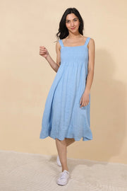 Long Dress With Ruffle Bust-Dress-NAÏS PARIS-One size-Sky Blue-Urbanheer