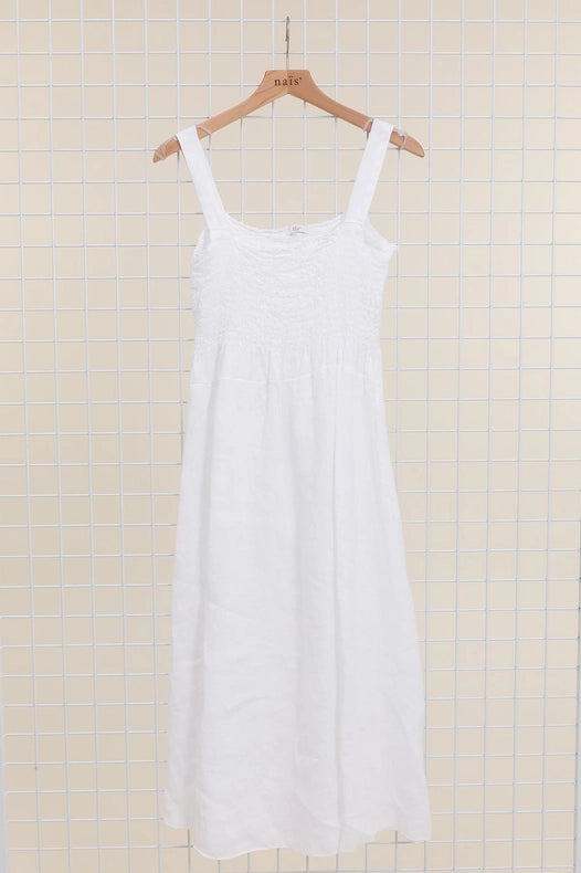 Long Dress With Ruffle Bust-Dress-NAÏS PARIS-One size-White-Urbanheer