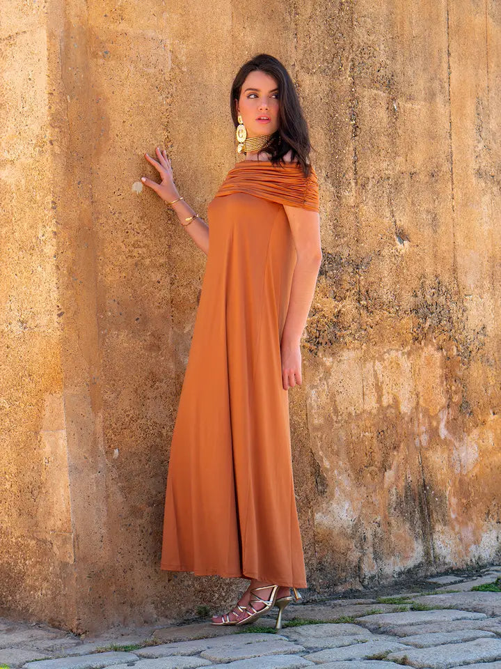 Long Dress with Sash-Dress-Alliwant-S-Terracotta-Urbanheer