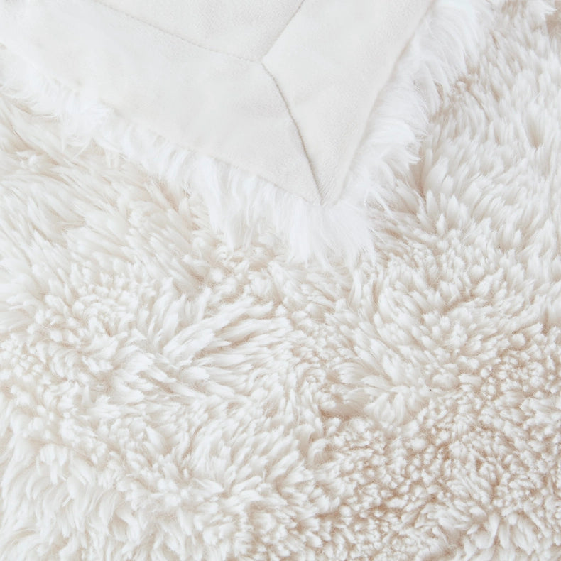 Long Faux Fur Throw 50"X60", Off-White-Throw-Olliix-50"W x 60"L-Urbanheer