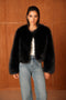 Long-Pile Faux-Fur Jacket with Round Neckline