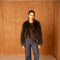 Long-Pile Faux-Fur Jacket with Round Neckline