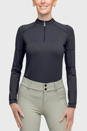 Long Sleeve Black Paneled Solid 1/4 Zip Shirt-Shirt-Kastel Denmark-XXS-Urbanheer