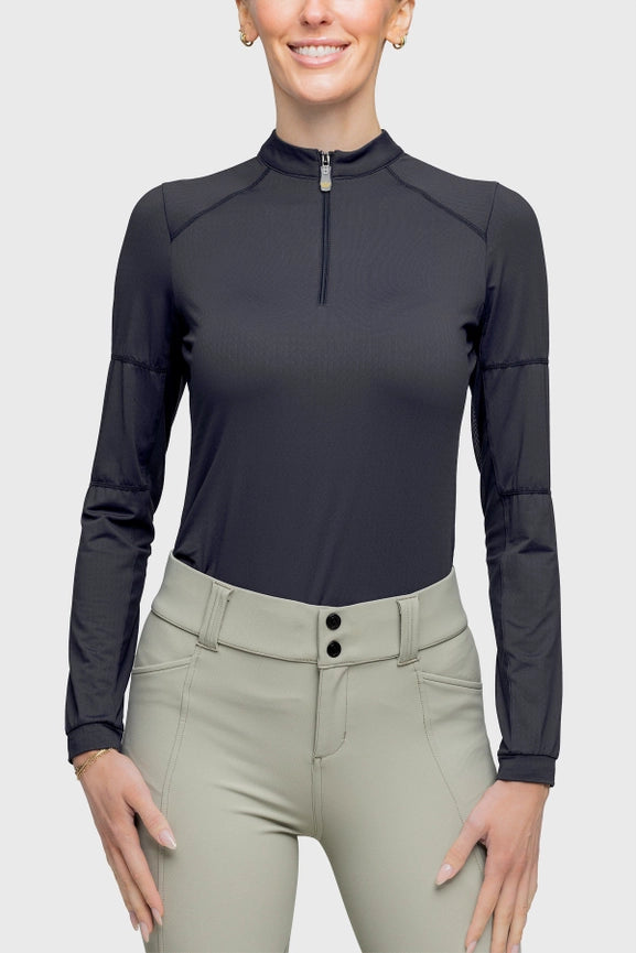 Long Sleeve Black Paneled Solid 1/4 Zip Shirt-Shirt-Kastel Denmark-XXS-Urbanheer