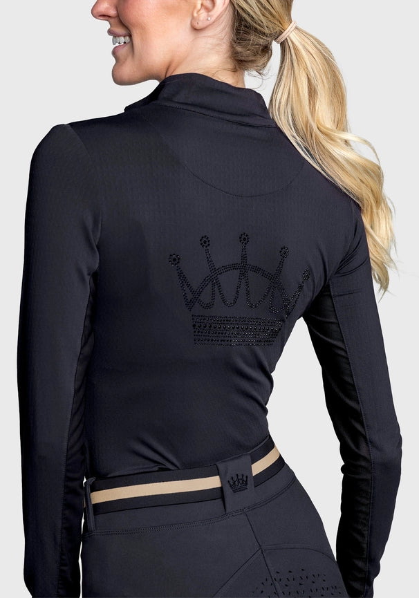 Long Sleeve Black Tonal Crystal Crown 1/4 Zip-Shirt-Kastel Denmark-XS-Urbanheer