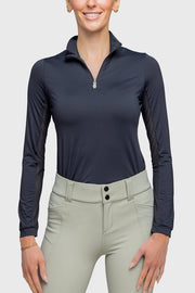 Long Sleeve Black Tonal Crystal Crown 1/4 Zip-Shirt-Kastel Denmark-XS-Urbanheer