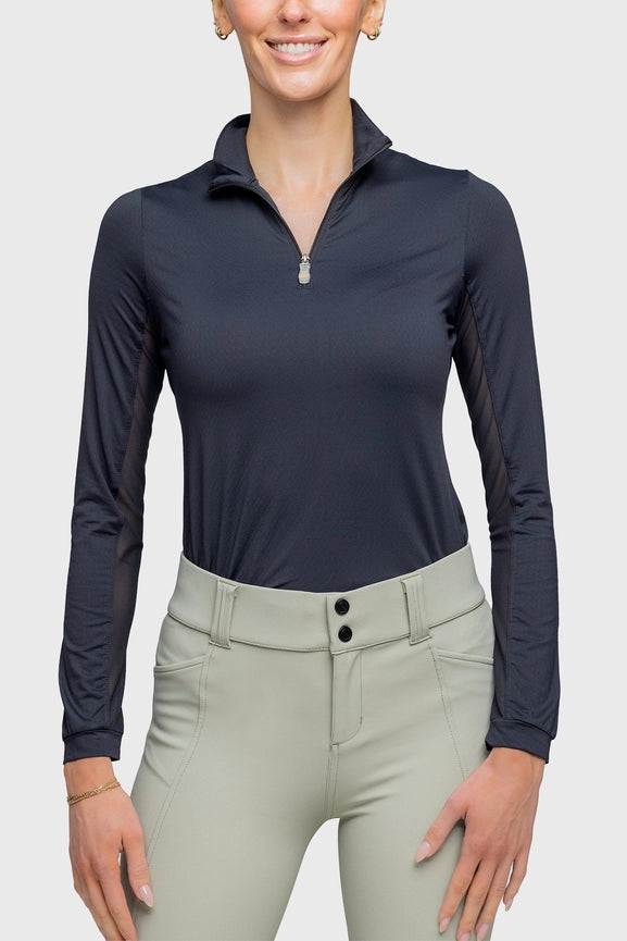 Long Sleeve Black Tonal Crystal Crown 1/4 Zip-Shirt-Kastel Denmark-XS-Urbanheer