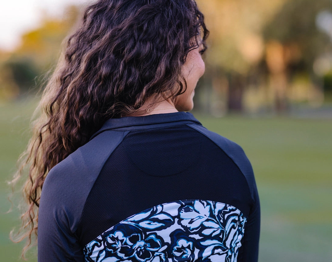 Long Sleeve Blue Floral Performance Raglan 1/4 Zip Shirt-Shirt-Kastel Denmark-XXS-Urbanheer