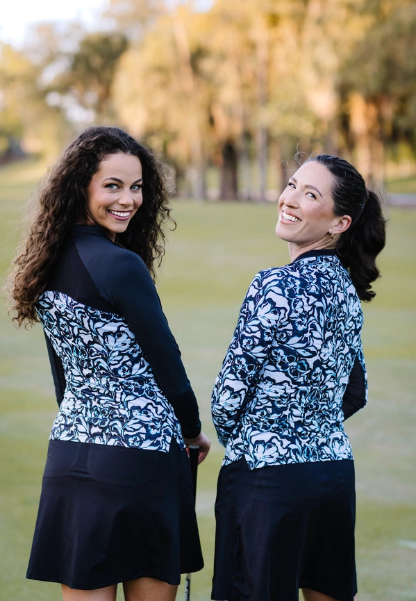 Long Sleeve Blue Floral Performance Raglan 1/4 Zip Shirt-Shirt-Kastel Denmark-XXS-Urbanheer