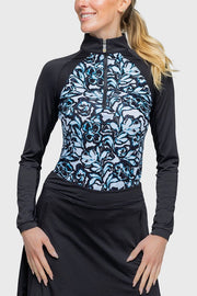 Long Sleeve Blue Floral Performance Raglan 1/4 Zip Shirt-Shirt-Kastel Denmark-XXS-Urbanheer