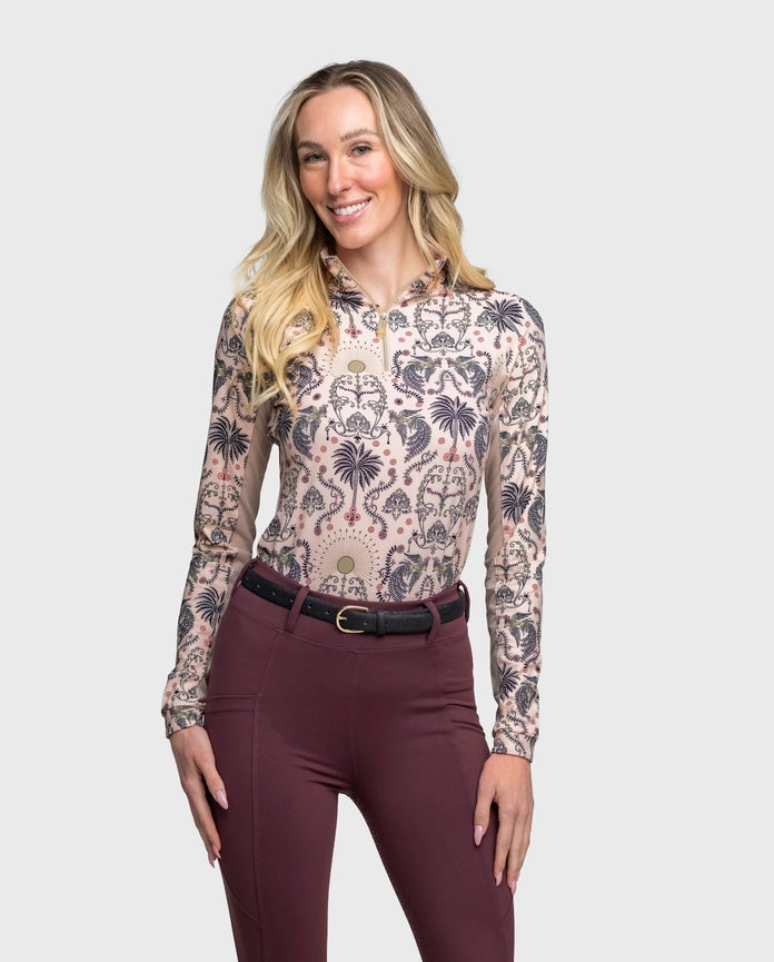 Long Sleeve Coral Regal Palm 1/4 Zip Shirt-Shirt-Kastel Denmark-XXS-Urbanheer