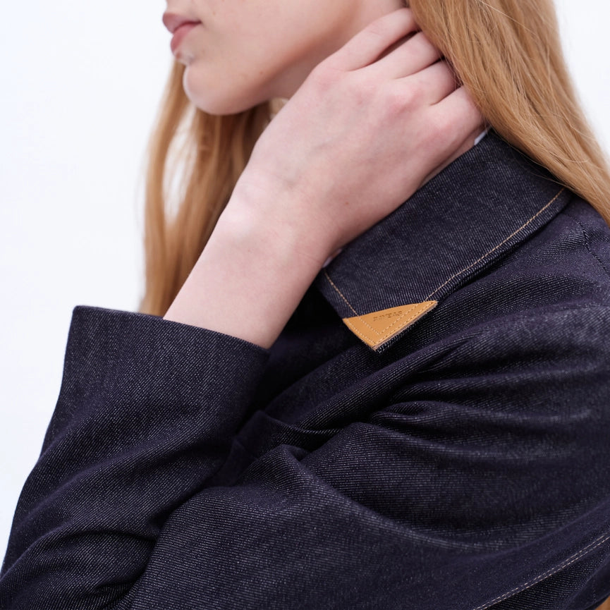 Long Sleeve Cropped Business Denim Blazer-Blazer-BAYEAS-XS-RINSE WASH-Urbanheer