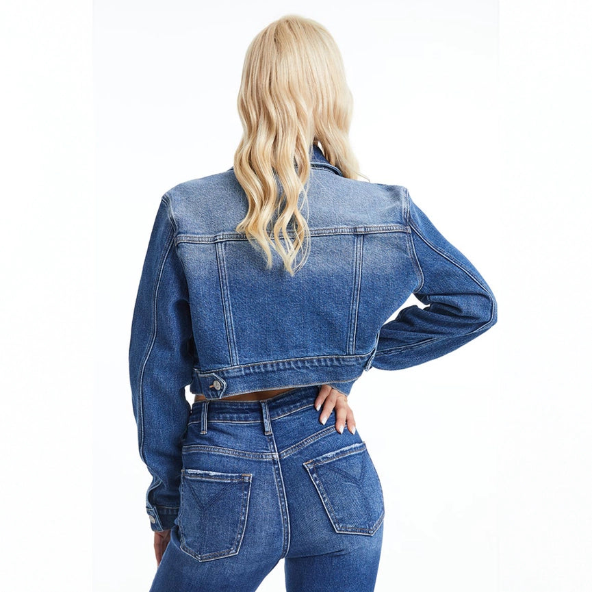 Long Sleeve Cropped Denim Jacket-Jacket-BAYEAS-XS-BLUE ALICE-Urbanheer