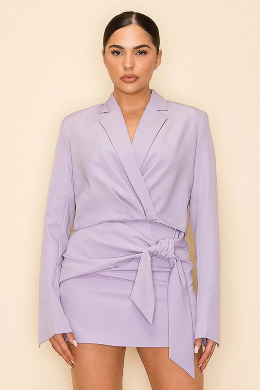 Long Sleeve Cropped Jacket with Collar LAVENDER-Jacket-One n' More Inc.-S-LAVENDER-Urbanheer