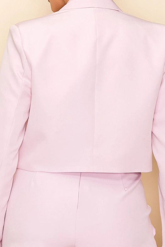 Long Sleeve Cropped Jacket with Collar PINK-Jacket-One n' More Inc.-S-PINK-Urbanheer