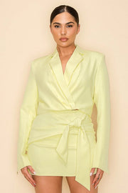 Long Sleeve Cropped Jacket with Collar YELLOW-Jacket-One n' More Inc.-S-YELLOW-Urbanheer