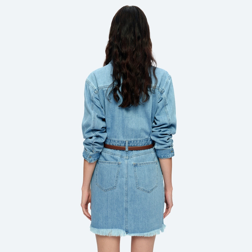 Long Sleeve Denim Shirt Dress LIGHT BLUE-Dress-BAYEAS-XS-LIGHT BLUE-Urbanheer