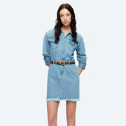 Long Sleeve Denim Shirt Dress LIGHT BLUE-Dress-BAYEAS-XS-LIGHT BLUE-Urbanheer
