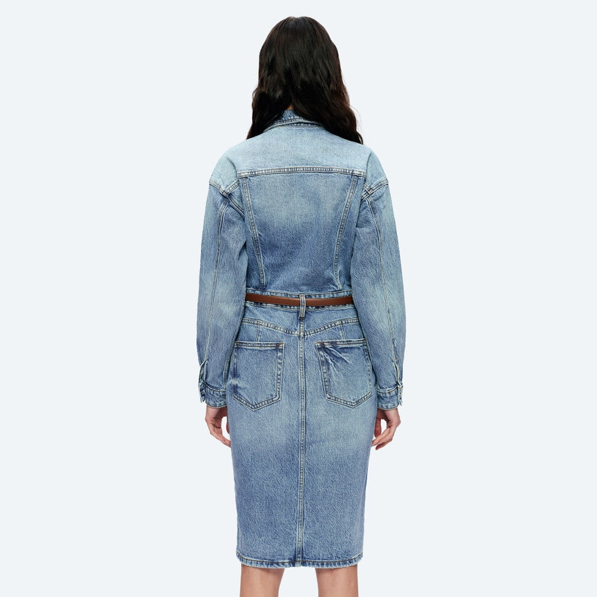 Long Sleeve Denim Shirt Dress(Finished Hem,Slit)-Dress-BAYEAS-XS-ISLAND-Urbanheer