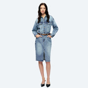 Long Sleeve Denim Shirt Dress(Finished Hem,Slit)-Dress-BAYEAS-XS-ISLAND-Urbanheer