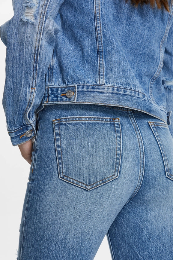 Long Sleeve Distressed Denim Jacket-Jacket-BAYEAS-XS-MERCY BLUE-Urbanheer