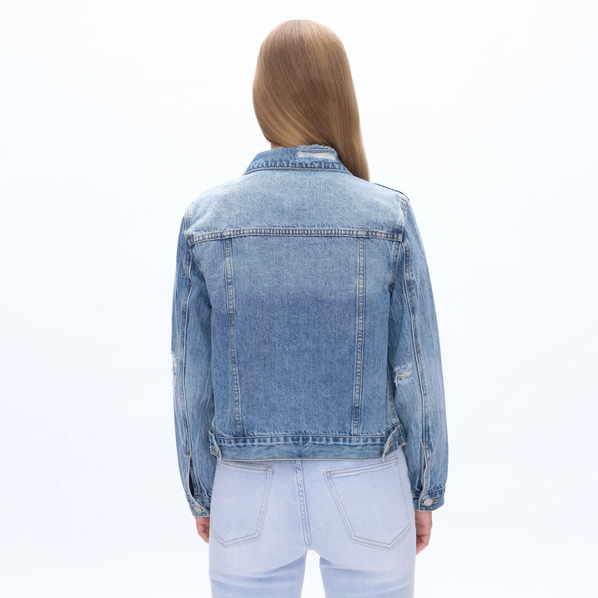 Long Sleeve Distressed Denim Jacket-Jacket-BAYEAS-XS-MERCY BLUE-Urbanheer